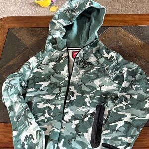 Nike Kids Camouflage Hoodie - Green and Black